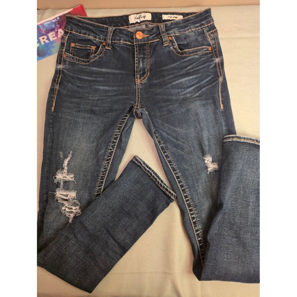 Daytrip Dark Blue Distressed Skinny Jeans 30R